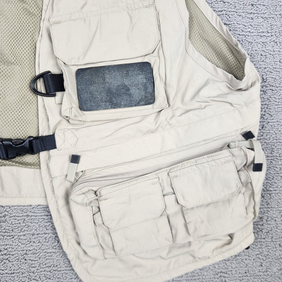 LL Bean Vest Mens M Beige Fly Fishing Ripstop Crop Short Angler Safari Hunting - Picture 4 of 7